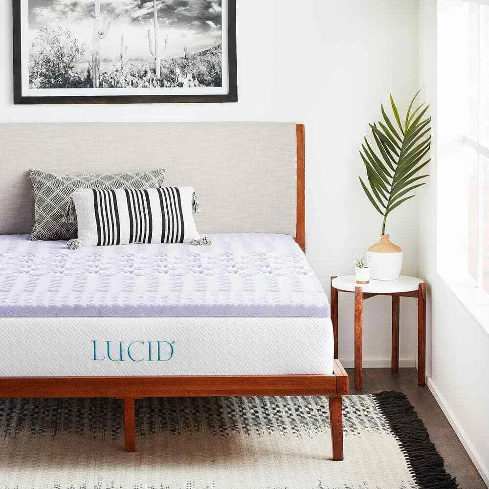 Lucid 2" Twin Mattress Topper Memory Foam Comfortable with Lavender Infusion