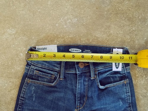 Size 10 New Tag Old Navy Girl's Straight Medium Wash Jeans Frayed - Picture 4 of 7