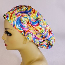 Women Scrub Hats, Surgical Caps, Tie Dye,  Nurses Hat, Medical Caps, USA Made
