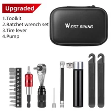 WEST BIKING Portable Bike Ratchet Wrench Pump Tyre Levers Tool Kits Repair Tools