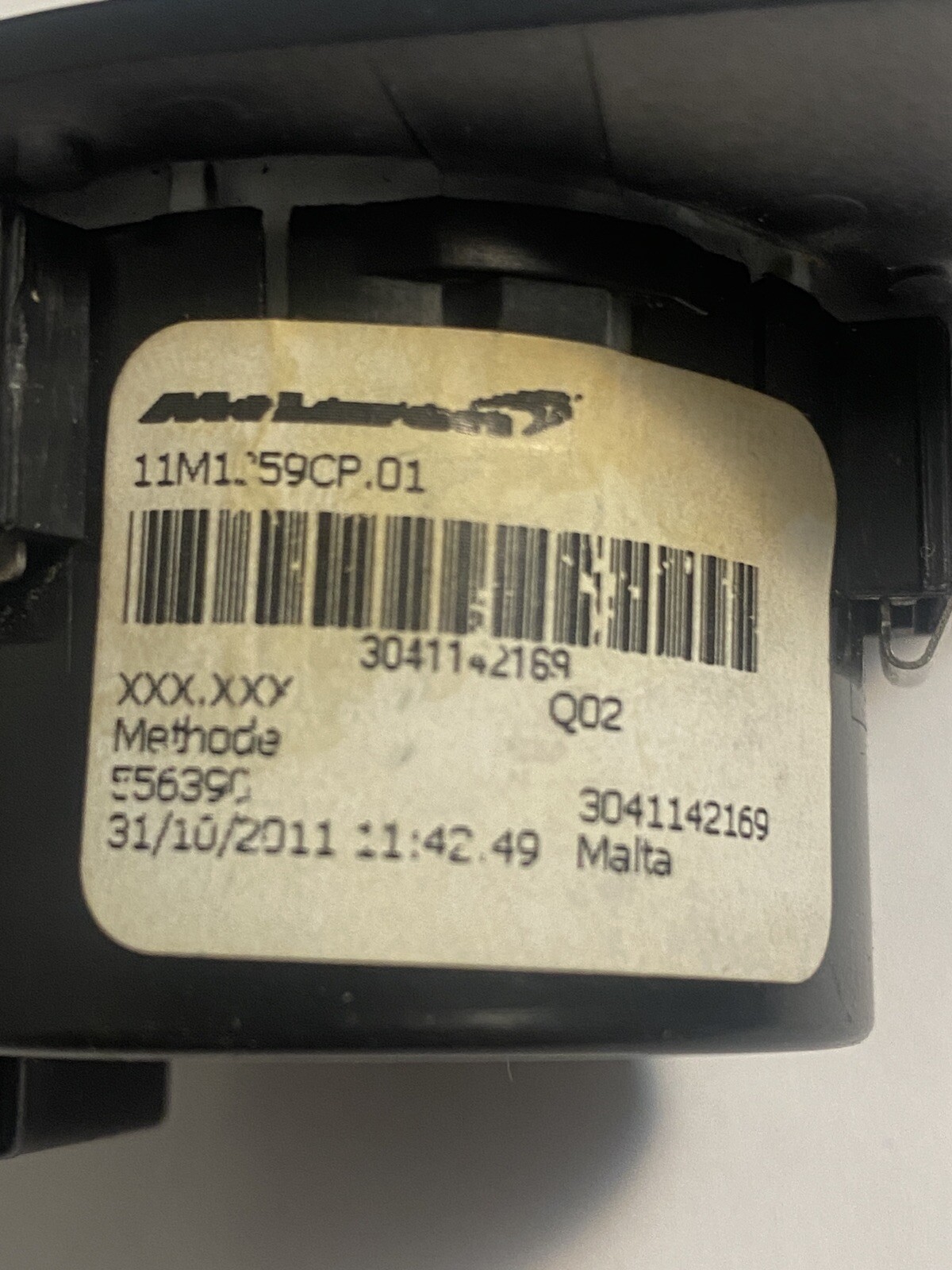 2012-2017 McLaren 650S Spider Headlight Lamp Control Switch 11M1259CP date 10/11