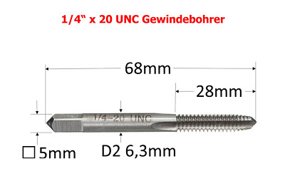 Einschnittgewindebohrer / Gewindeschneider HSS - UNC 1/4'' Zoll - 20