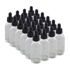 CLEAR GLASS Bottles 2 oz 60 ml with Glass Droppers 24 count