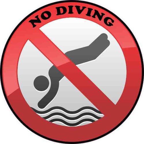 4x4 no diving sticker vinyl pool swimming safety sign symbol
