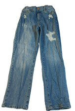 Jordache Kids Girlfriend Jeans Sz 12 Distressed Medium Wash Straight Leg Denim