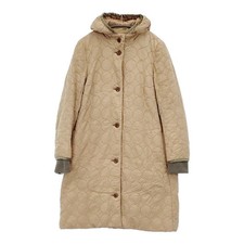 Mina Perhonen Tambourine Down Coat Beige Size 36 Embroidered Hood Ladies