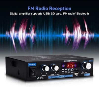 AK35 Stereo Amplifier Home Audio Max 200W Power 2Channel Stereo Receiver with BT