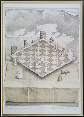 SANDRO DEL PRETE The WARPED CHESSBOARD Framed Surreal OPTICAL ILLUSION Art Print