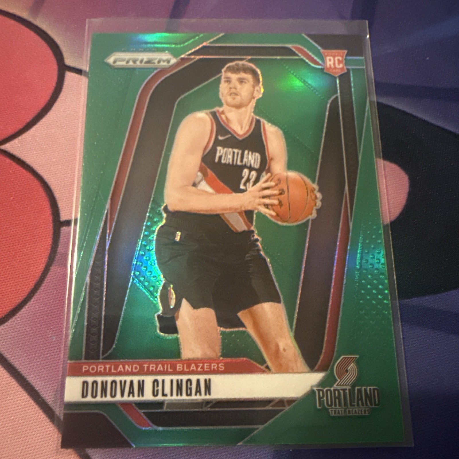 2024-25 Panini Prizm Donovan Clingan Green Prizm Rookie #221 Trailblazers