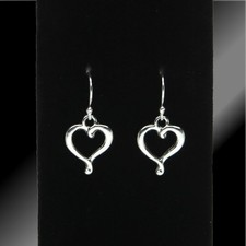 Silver Plated Open Heart Earrings with Solid 925 Sterling Silver Ear Wires