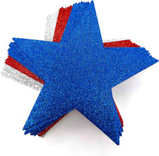 24 Pcs Foam Stars for Crafts, 6 Inch Patriotic Foam Star Cut-Outs Decorations fo