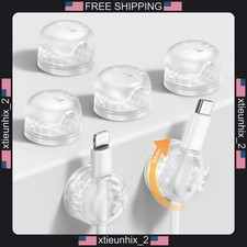 Cable Organizer Clips 6 Pack, 360  Rotatable Spring Lock, Clear Adhesive