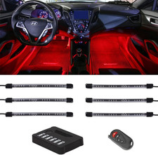 6pc Multi Color LED Interior Footwell Lighting Kit with Remote  Patterns