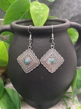 2 Silver-tone Turquoise Boho Drop Dangle Earring Set New Free Ship B7754