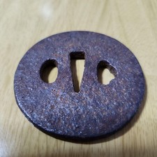 Meiji Iron Tsuba Antique Japanese Sword Guard Handcrafted 6 5 cm Rare