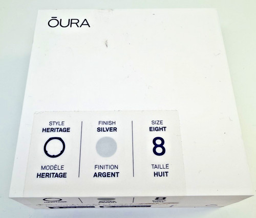 Oura Ring Gen3 Heritage Silver Size 8 Smart Ring + Charger + Box
