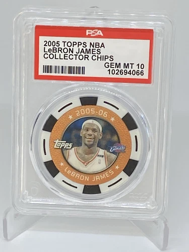 2005 Topps NBA Collector Poker Chips  WHITE LeBron James  PSA 10 GEM MINT POP 11