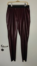 MADELEINE pantaloni donna ragazzo effetto pelle elasticizzati tapered fit bordeaux taglia 42
