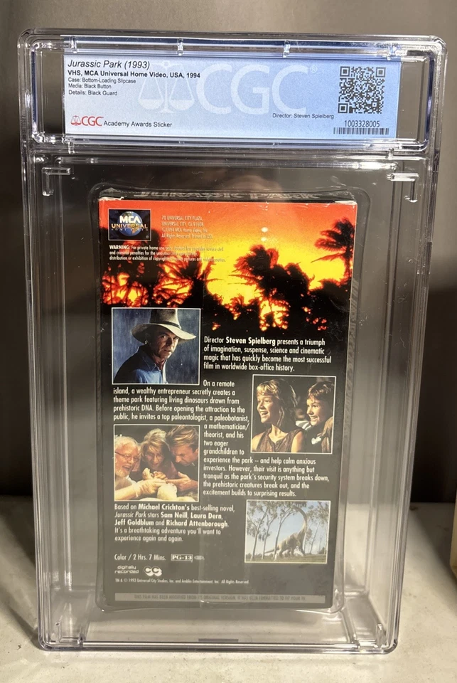 Jurassic Park (VHS-1994) MCA Home Video,  CGC Graded (9.4-A+) MINTY 1st Release! - Image 3 of 4