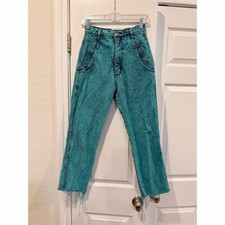 Vintage 1980s Wrangler Women's High Waist Tapered Jeans Teal Green