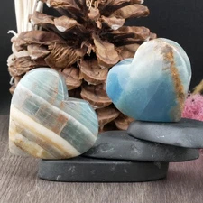 Blue Onyx Heart Crystal Spiritual Gift Decor Protection Stone Energy Balancing