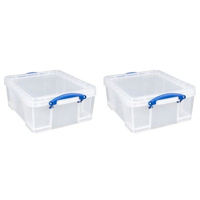 Really Useful Box 17L Storage Container with Lid and Clip Lock Handles, (2 Pack)