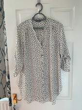 BEAUTIFUL BHS IVORY / BLACK  3/4 SLEEVE TUNIC BLOUSE TOP  16 VERY GOOD CONDITION