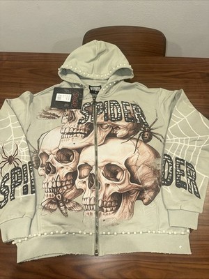 Stray Spider Zip Up Hoodie With Pearls Throughout Premium $140 Retail Size Small