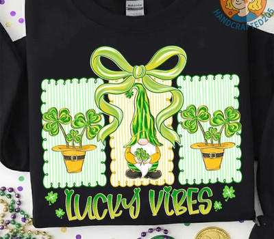 Lucky Shamrock Blessed Vibes Crewneck St Patricks Day Irish Gift