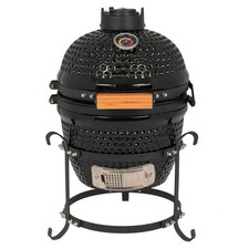 New Ceramic Kamado Style BBQ Barbeque Oven, Somker Charcoal Grill 13 Inch-Black