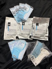 Huge Face Mask Lot 50 Masks Bella Canvas, Disposable 3-Ply Cloth Masks Se