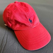Polo Ralph Lauren Youth Baseball Cap Red Adjustable Strap Embroidered Logo Hat