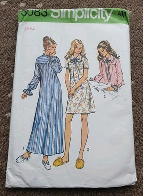 1972 Simplicity 5083 Schnittmuster Damen Nachthemd Bettjacke ungeschnitten Gr. S 8-10