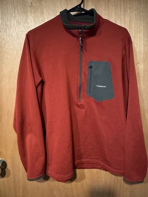 Simms Quarter Zip Long Sleeve Fleece Pullover Men s Size L Red Power Dry