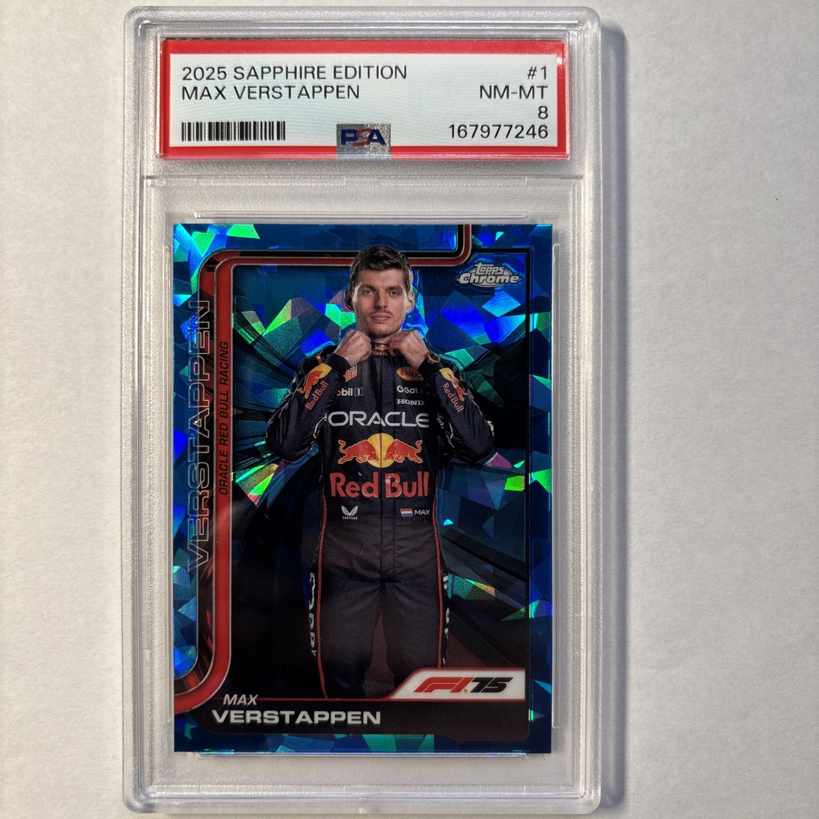 2025 Topps Chrome Sapphire Edition Max Verstappen #1 PSA 8