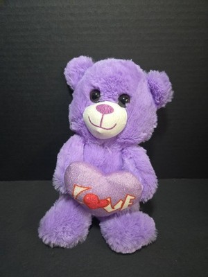 CalPlush purple teddy bear Holding Love Heart Stuffed Animal Toy