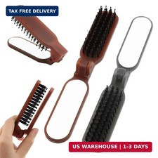 2pcs Travel Folding Hair Brush Compact Boar Bristle Brush with Mirror Anti-Stati