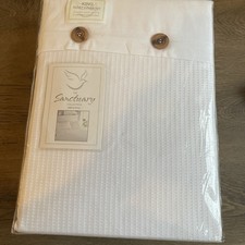 Duck Egg Blue Cream Buttons Waffle KING Bed Duvet Cover Bedding Set