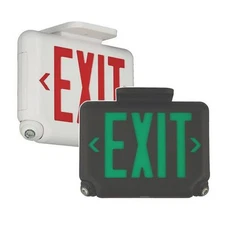 Dual-LiteExit/Emergency Light, Red Letters, White Finish
