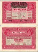 Austria 2 Kronen, 1919, P-50, Used, Overprint