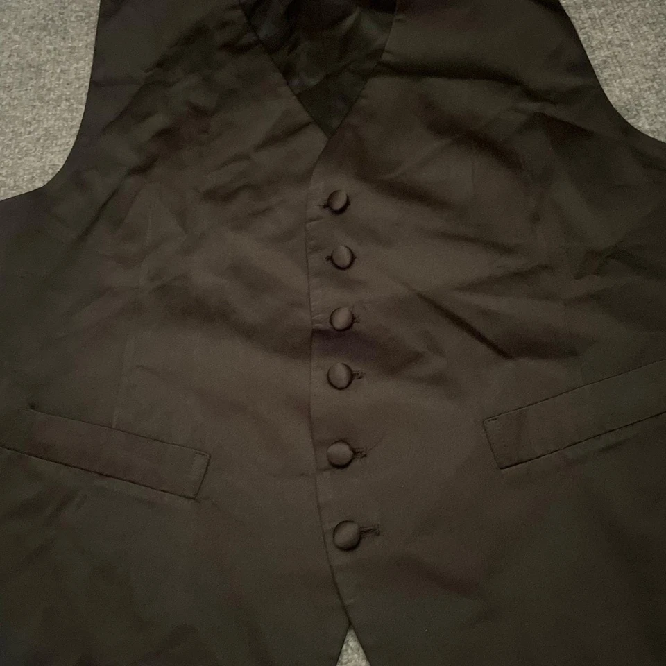 De Colección David Donahue Chaleco Negro 100% Seda Grande Cuello en V Ropa Formal Unisex Boda Foto 4 de 4