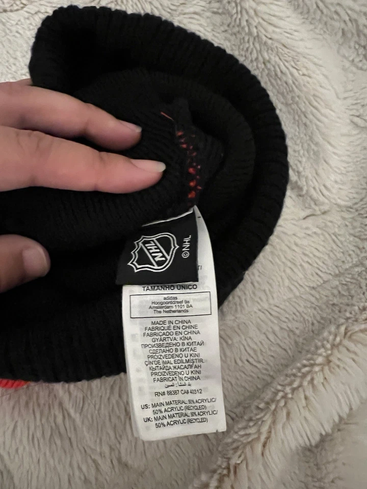 Adidas NHL Fan Apparel One Size” Chicago Blackhawks Black and Red Beanie - Image 3 of 3