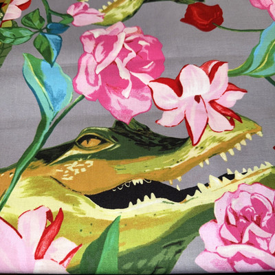 RARE  1/2 YARD Alexander Henry 2023 GRIN & ROSES ALLIGATOR  Cotton Quilt Fabric