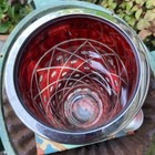 Vintage. Red Bohemian Crystal  Art Deco glass Cocktail Shaker Set Strainer 10.5” — photo 8