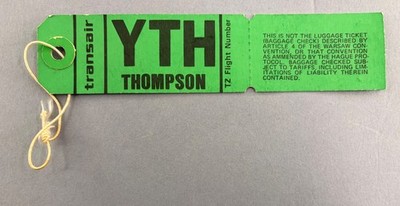 Transair YTH Thompson Airline Bag Tag Gepäck Gepäck Label Canada