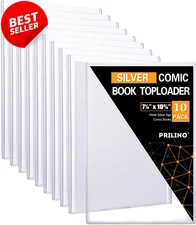10Ct Silver Age Comic Book Toploaders Clear Hard Plastic Protectors Holders - US