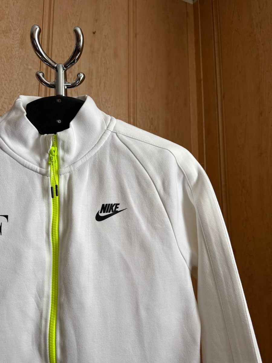 RF ROGER FEDERER PREMIER TECH FLEECE WHITE GREEN TENNIS JACKET