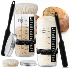 Glass Sourdough Starter Jar 2 Pack, 24 oz Wide Mouth Organic Sourdough Starte...