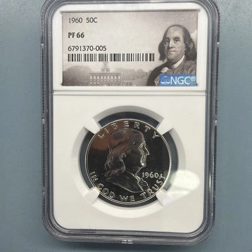 1960 50C Proof Silver Franklin Half Dollar NGC Graded PF 66