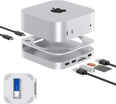 Mac mini M4 Dock, Aluminum Stand and Hub for Mac mini M4 and M4 Pro 2024 with...